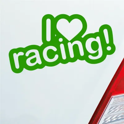 Produktbild von Auto Aufkleber I Love racing Tuning Lustig Spruch 15x8 cm Hellgrün Sticker Heckscheibenaufkleber