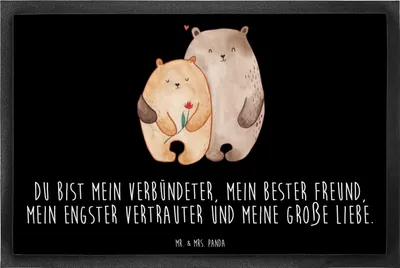 Produktbild von Mr. & Mrs. Panda Türmatte Bären Liebe 60 x 90 cm - Schwarz - Geschenk, Fussmatte, Hochzeitstag, Fußabtreter, Partner, Verknallt, Ehe, Bodenvorleger, fußmatte, Freundin