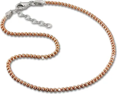 Produktbild von SilberDream Damen-Fußkette 27cm 925 Silber diamantiert rosegold Kugeln SDF2164E