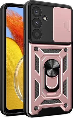 Produktbild von Hülle für Samsung Galaxy M14 5G mit Ring Ständer Halter Dia Kameraschutz TPU PC Hybrid Handyhülle Roségold