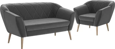 Produktbild von MEBLINI Mini Sofa Set 2-1 für Wohnzimmer - Mini Lounge für drei Personen - Küchensofa - Sofa Klein - Sitzgarnitur - Polstergarnitur - Sofagarnituren - GISELA - 2+1 - Dunkelgrau Samt