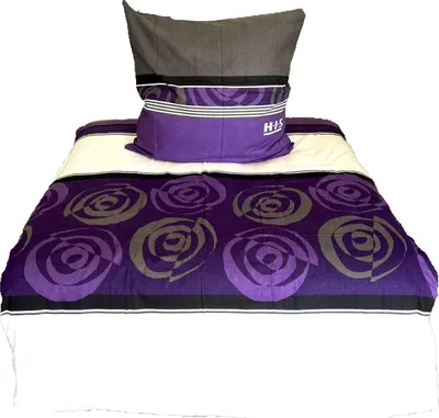 Produktbild von Hochwertige Biber Bettwäsche Baumwolle Grafisch Lila Grau  155x220 80x80cm: 2tlg.