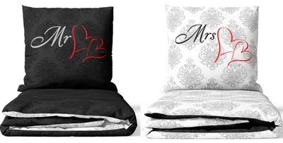 Produktbild von Mikrofaser Bettwäscheset 4teilig 135x200 cm Weiß Anthrazit Mr & Mrs Design mit Reißverschluss
