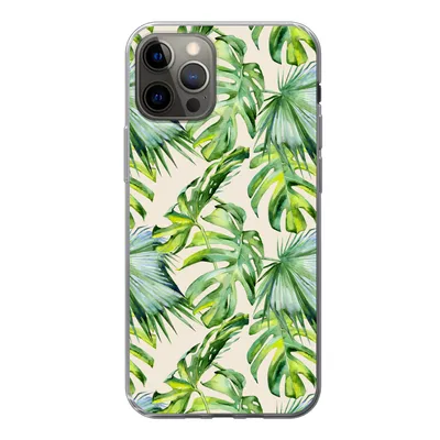 Produktbild von MuchoWow® Handyhülle Schutzhülle Hülle für iPhone 12 Pro Blätter - Muster - Monstera Silikon Softcase Handy Hülle - Abdeckung
