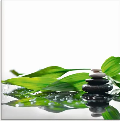 Produktbild von ARTland Glasbild Spa mit Steinen und Bambus Größe: 20x20 cm