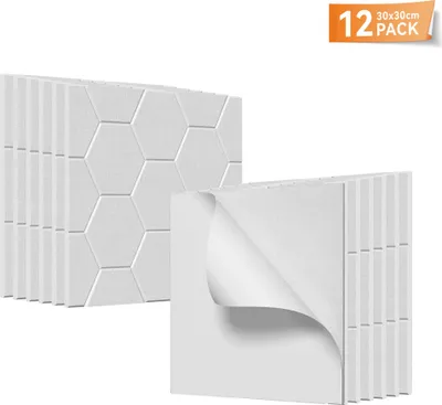 Produktbild von LARS360 Weiß Akustikpaneele 12er Set 30x30cm Wabenstruktur, Schallschutz Wandpaneele, Schalldämmung, Schallabsorber für Studio Home Gaming