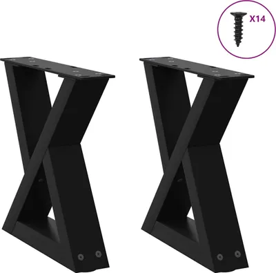 Image de Pieds de table basse 2 pièces Noir 30 x (30-31,3) cm Acier
