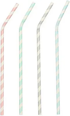Produktbild von Pap Star Streifenpapier mit Trinkhalmen, flexibel, 6 mm Durchmesser, 22 cm Länge, 100 Stück