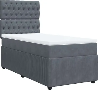 Produktbild von vidaXL Boxspringbett mit Matratze Dunkelgrau 100x200 cm Samt