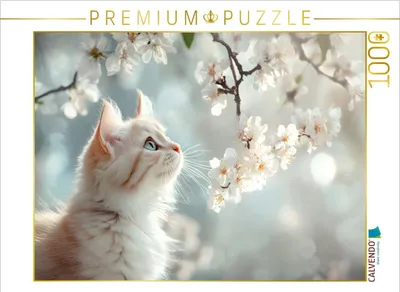 Produktbild von CALVENDO Puzzle Hübsche Katze im Frühling | 1000 Teile Lege-Größe 64x48cm Foto-Puzzle für glückliche Stunden