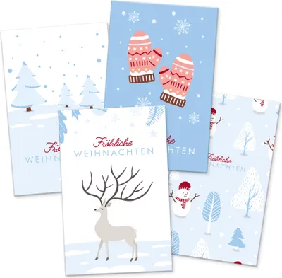 Produktbild von itenga 24 x Geschenkekarten Frohe Weihnachten Winterlandschaften in Visitenkartengröße