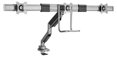 Produktbild von Equip 17"-27" Dreifach-Monitor-Tischhalterung, Klemme/Durchführung, 12 kg, 43,2 cm (17"), 68,6 cm (27"), 100 x 100 mm, Schwarz