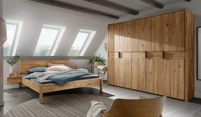 Produktbild von Schlafzimmer Set 2-teilig inkl. Bett 160x200 cm mit Holzkopfteil, Eiche massiv AVELLINO-137