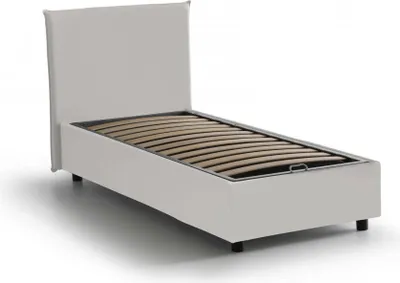 Produktbild von Einzelbett Dbae, Containerbett mit Kunstlederbezug, 100%  Italy, Frontöffnung, passend für Matratze Cm 90x190, Weiß