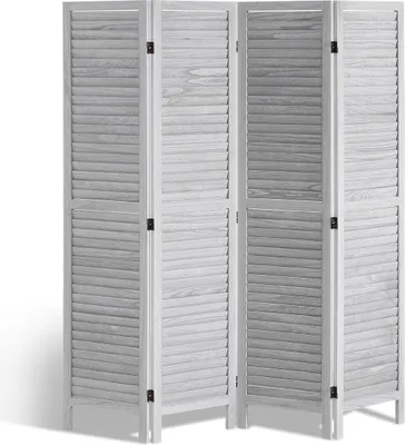 Image de Cloison de séparation en bois pour plus d'intimité, 4 panneaux (gris clair)
