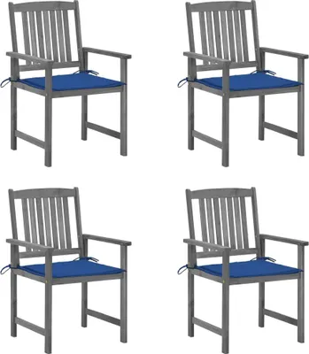 Produktbild von vidaXL Gartenstühle mit Kissen 4 Stk. Grau Massivholz Akazie