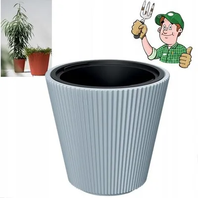 Image de Prosperplast s.r.o. Pot de fleurs avec insert MILLY gris clair 23,8 cm