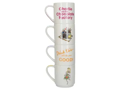 Productafbeelding van Roald Dahl Set van 4 stapelbekers, Charlie en de chocoladefabriek