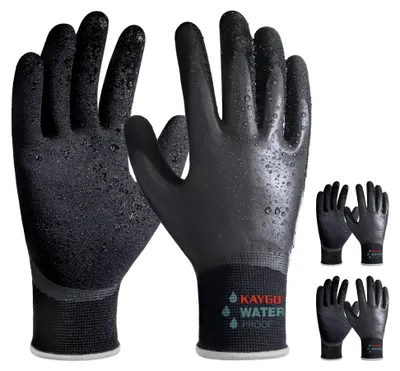 Imagen del producto de Guantes de trabajo impermeables con doble capa de látex y buen agarre