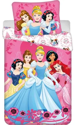 Imagen del producto de Juego de sábanas de algodón suave con diseño de princesas Disney, 140x200 cm y 70x90 cm
