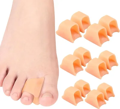 Produktbild von 12 Stück Hammerzehenglätter Korrektur, Zehentrenner, Zehenkorrektur, Gel Zehenschiene, Entlastung für Ballenzehen, Hammerzehen, krumme Zehen, Krallenzehen