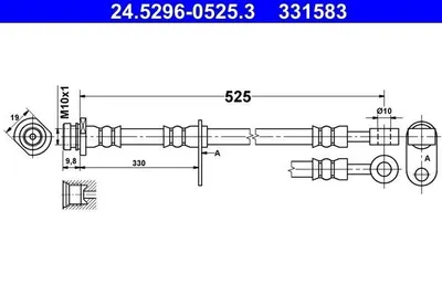 Produktbild von ATE 24.5296-0525.3 Bremsschlauch Vorne Links für SUZUKI Grand Vitara II SUV (JT, TE, TD)