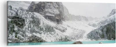 Produktbild von Bild auf Leinwand - Leinwandbild - Einteilig - Berge See Schnee - 140x50cm - Wand Bild - Wanddeko - Wandbilder - Leinwanddruck - Bilder - Wanddekoration - Leinwand bilder - Wandbild - AB140x50-4377