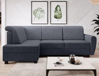 Produktbild von Easy4You Ecksofa MILO L-Form Graphite – 235x90x157 cm - Schlafsofa mit Bettkasten und Schlaffunktion - Eckcouch mit Stauraum – Links – Stoff Soro 97