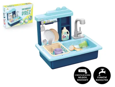 Immagine prodotto di Lavastoviglie blu + rubinetto in plastica con accessori in scatola 46x28x12cm