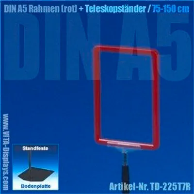 Produktbild von A5 Rahmen (rot) + Teleskopständer 75-150cm