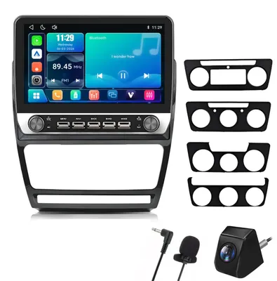 Productafbeelding van Linux autoradio voor Skoda Octavia II (1Z3, 1Z5) modeljaren 2008-2013. Draadloze CarPlay en Android Auto, 2 DIN, inclusief achteruitrijcamera en microfoon. Bluetooth 5.1, DSP