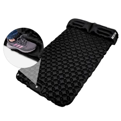 Produktbild von BESTIF Isomatte selbstaufblasend 2 Personen Luftmatratze Camping Outdoor Dopppel Matratze mit Kissen Ultraleicht Schwarz