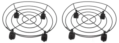 Image de Lot de 2 supports à roulettes, hauteur 36 cm, forte capacité de charge, avec freins, pour déplacer des pots de fleurs, des bacs à pieds, des tonneaux ou des bonbonnes de gaz