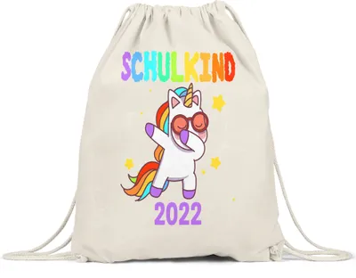 Produktbild von Schulkind 2022 Turnbeutel Gymsack  Einschulungsgeschenk Einhorn Unicorn Fans Buntes Motiv Regenbogen