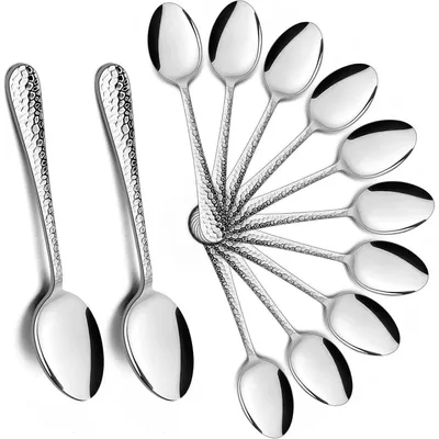 Immagine prodotto di Cucchiai da caffè, set da 12 pezzi, acciaio inossidabile, manico a martello, 15 cm, colore argento