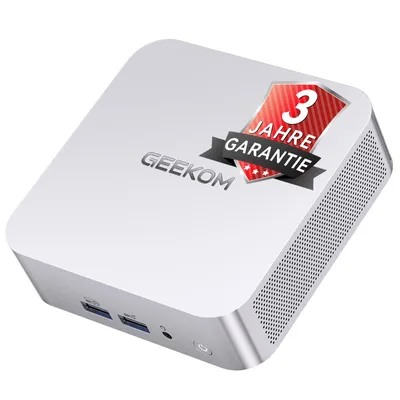 Produktbild von GEEKOM A7 Mini PC (Desktop PCs), AMD Ryzen 5 7545U, 16GB DDR5 & 500GB SSD, Radeon 740M, 6× USB, USB4, 8K, 4 Displays, für Homeoffice & Design