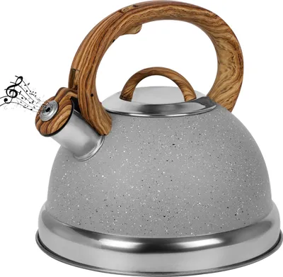 Produktbild von Belle Vous Hellgrauer Pfeifkessel - 3L Teekanne für Herd/Induktionsherd - Edelstahl Wasserkessel Induktion - Teekessel Induktion - Wasserkocher