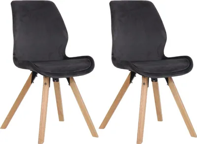 Produktbild von 2er Set Stuhl Luna Samt dunkelgrau