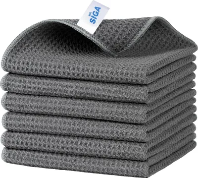 Produktbild von MR.SIGA Waffeltücher Mikrofasertuch, saugfähige Reinigungslappen 6er Set, Grau