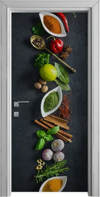 Produktbild von Tür Selbstklebende 90x210 cm Türfolie Türtapete Klebefolie - Gewürze Gemüse