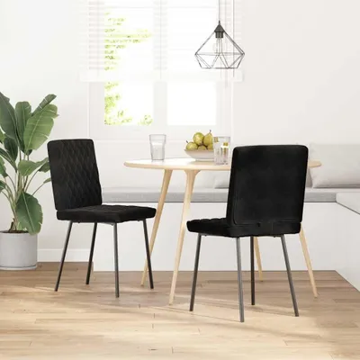 Immagine prodotto di Set di 2 sedie da pranzo in velluto nero con struttura in metallo