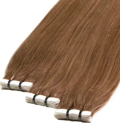 Produktbild von hair2heart Premium Tape Extensions Echthaar glatt - 10 Tapes 2.5g 60cm 8/1 hellblond asch