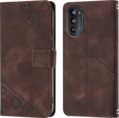 Obrázek produktu pro Pouzdro pro Motorola Moto G52 vyražené Flip kožené peněženkové pouzdro s funkcí stojánku Hnědý