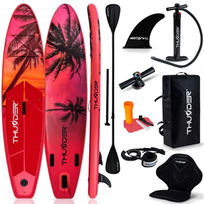 Produktbild von THUNDER® Stand Up Paddle Board |  ISLE | 320x75x15cm | Rosa | Bis 150kg | Komplettset | Aufblasbar | Paddleboard | SUP Zubehöre | Kajak Sitz |
