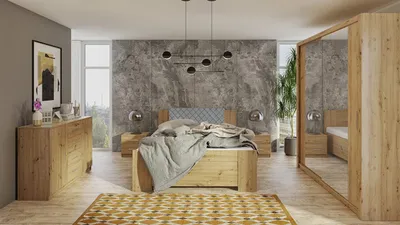 Obrázek produktu pro Ložnicová sestava s postelí 160x200 CORTLAND 6 - dub artisan / šedá
