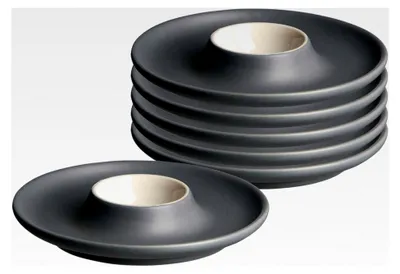 Produktbild von Eierteller Jasper, 6er Set, Grau, Eierbecher ø 12 cm, Eierhalter aus Steinzeug, Soft-Touch-Oberfläche & Mattglasur