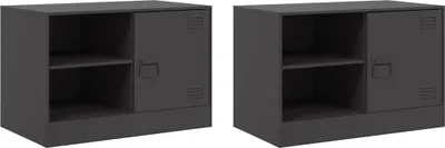 Obrázok produktu pre vidaXL TV skrinky 2 ks čierne 67x39x44 cm oceľ