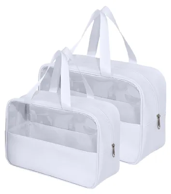 Imagen del producto de Estuche de aseo transparente, 2 unidades, de PVC+PU, impermeable, ideal para viajes