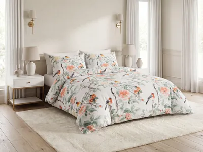 Zdjęcie produktu dla Pościel z mikrofibry KWIATY POMARAŃCZOWE biała Rozmiar pościeli: 2 szt. 70 x 80 cm | 160 x 200 cm