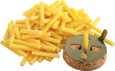 Produktbild von 2 tlg. Set 1x Dochthalter Korkenset mit 10g Paraffin gelb Öllampendocht